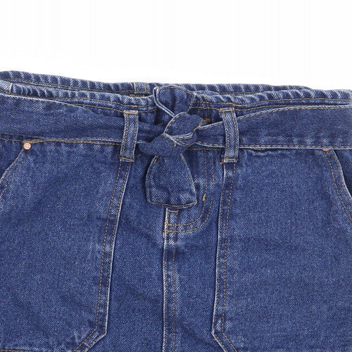 Primark Girls Blue 100% Cotton A-Line Skirt Size 10-11 Years Regular Zip