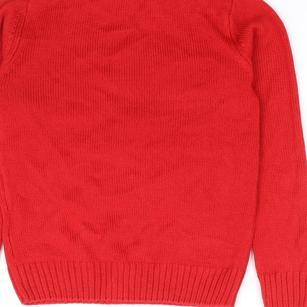 Pep & Co Boys Red Crew Neck Acrylic Pullover Jumper Size 3-4 Years Pullover - Christmas, Dinosaur