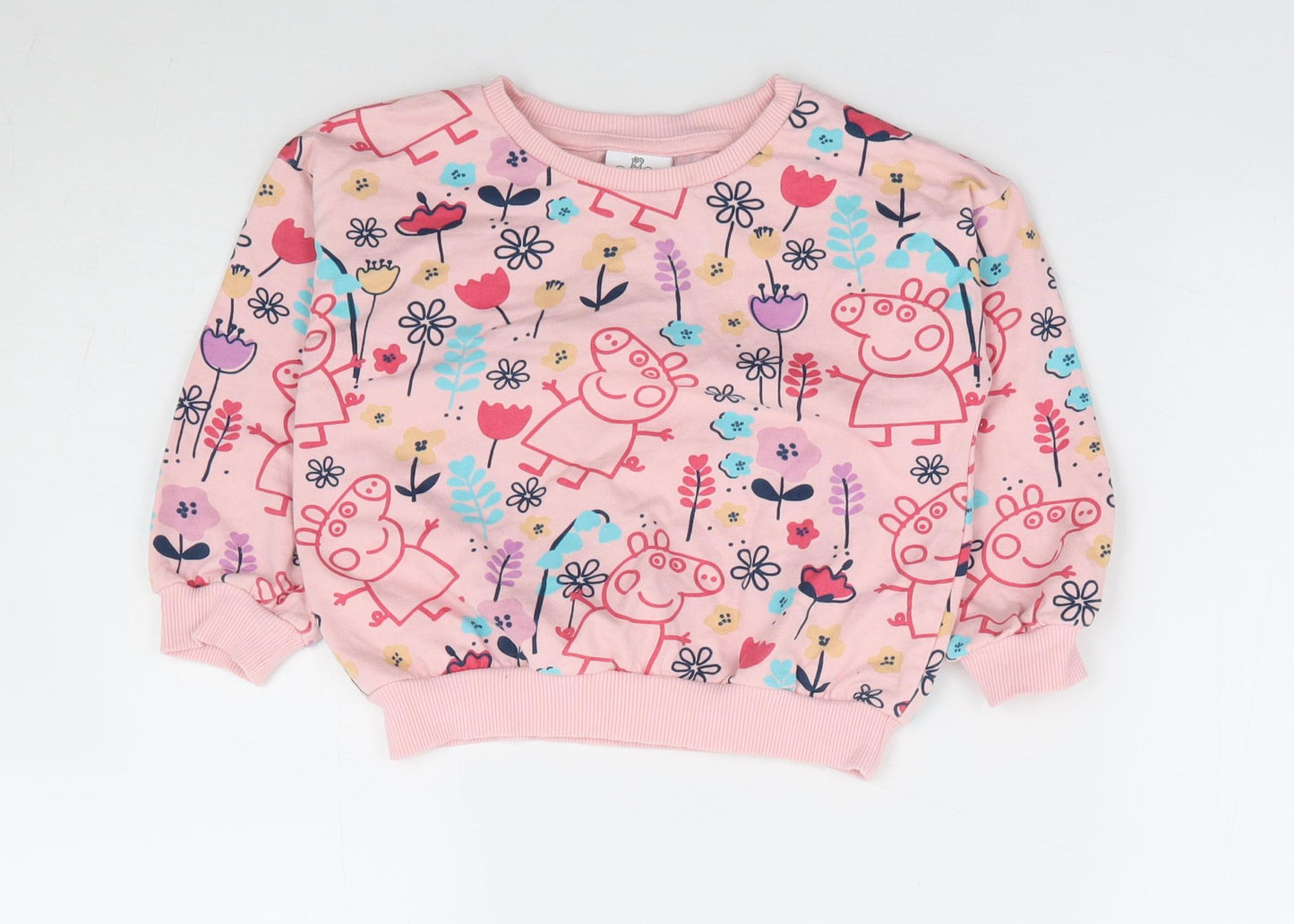 Matalan Girls Pink Geometric 100% Cotton Pullover Sweatshirt Size 3-4 Years Pullover - Peppa Pig