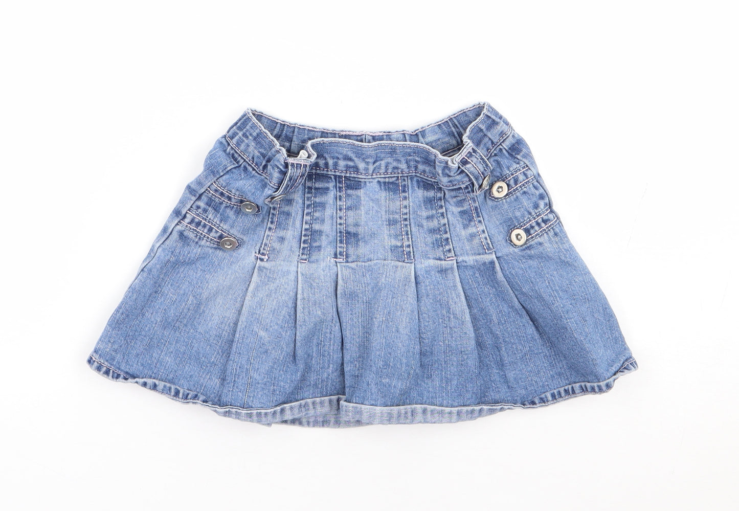 Marks and Spencer Girls Blue 100% Cotton Flare Skirt Size 3-4 Years Regular