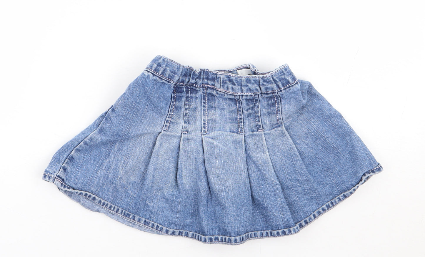 Marks and Spencer Girls Blue 100% Cotton Flare Skirt Size 3-4 Years Regular