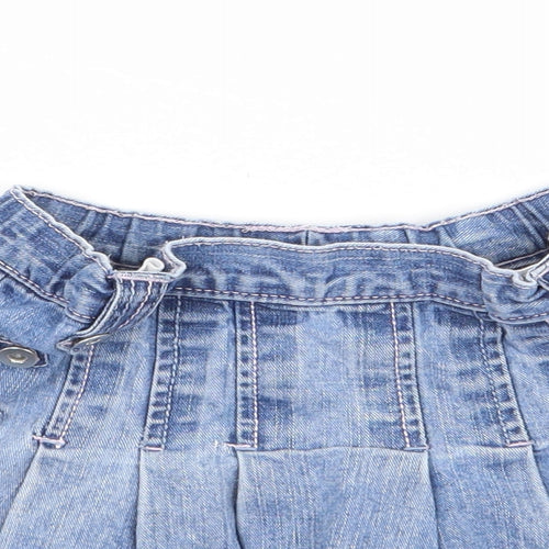 Marks and Spencer Girls Blue 100% Cotton Flare Skirt Size 3-4 Years Regular