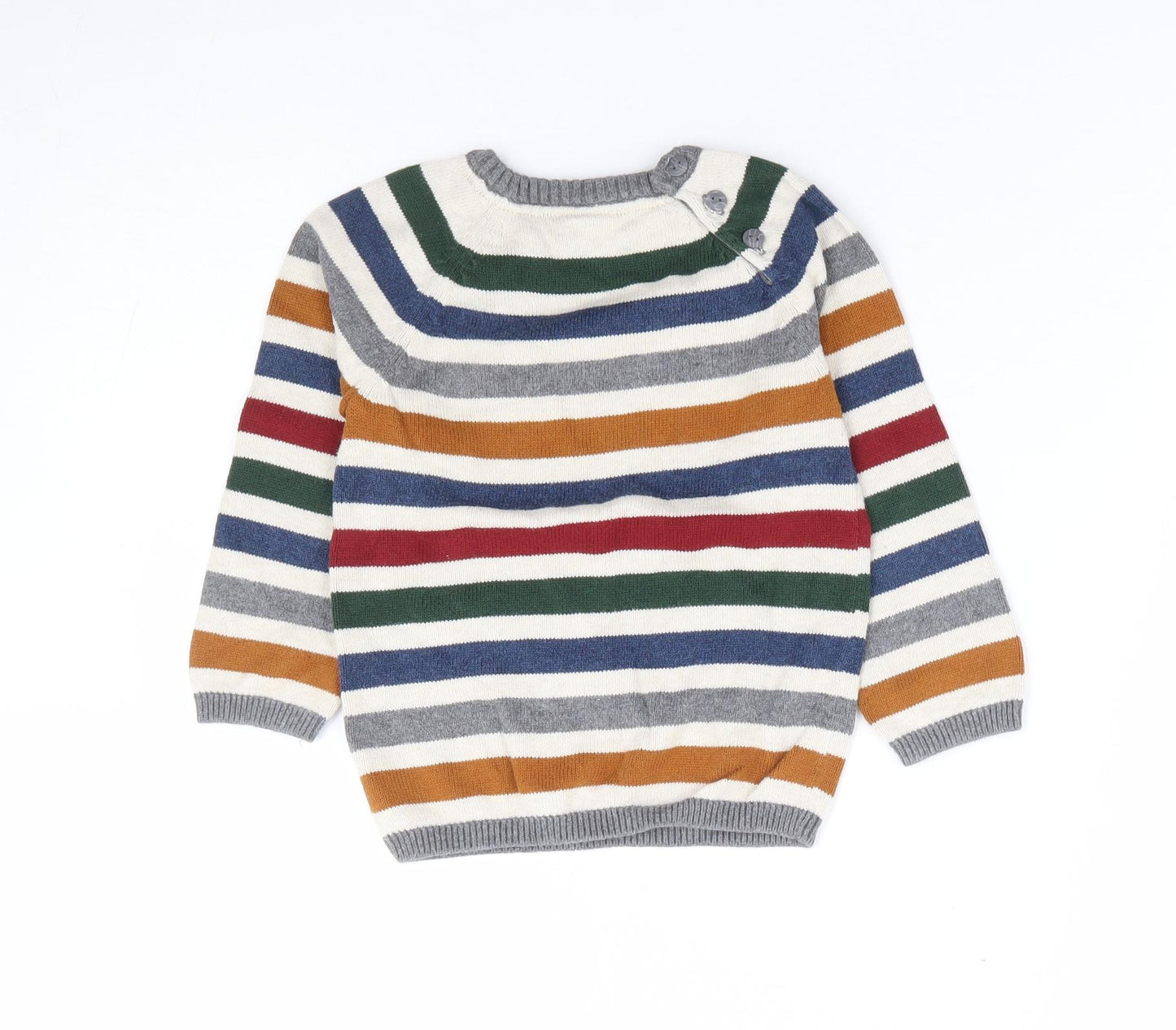 H&M Boys Multicoloured Striped 100% Cotton Pullover Jumper Size 18-24 Months Pullover
