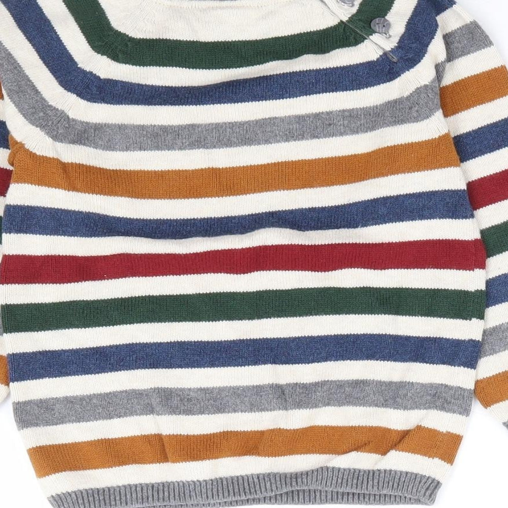 H&M Boys Multicoloured Striped 100% Cotton Pullover Jumper Size 18-24 Months Pullover