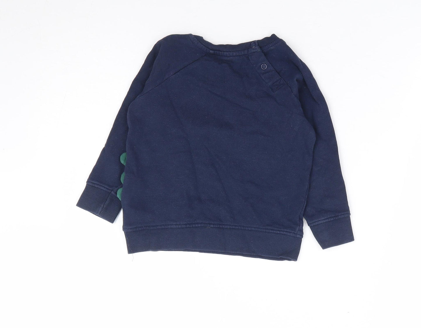 H&M Boys Blue 100% Cotton Pullover Jumper Size 12-18 Months Pullover - Dinosaur