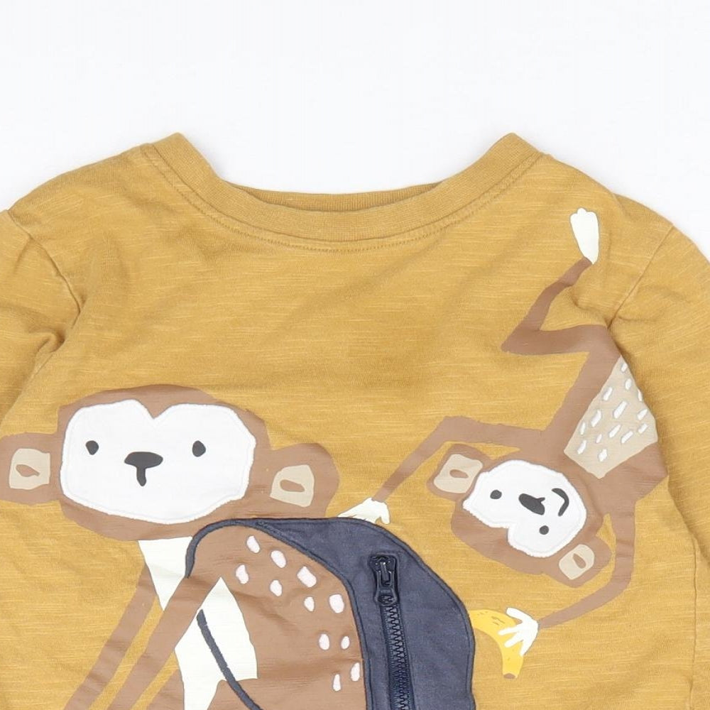 Nutmeg Boys Brown 100% Cotton Jersey T-Shirt Size 3-4 Years Round Neck Pullover - Monkey