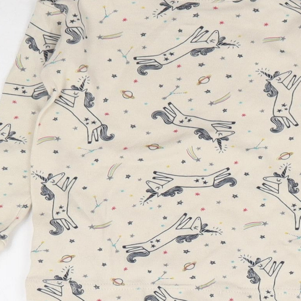 Baby Gap Girls Beige Geometric 100% Cotton Jersey T-Shirt Size 18-24 Months Crew Neck Pullover - Unicorn