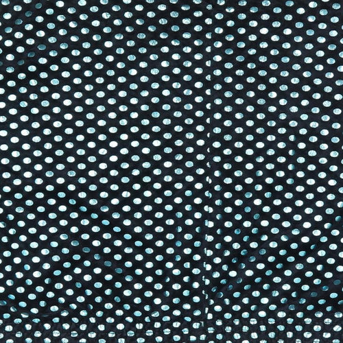 6th Sense Womens Black Polka Dot Nylon Jersey Blouse Size L Round Neck