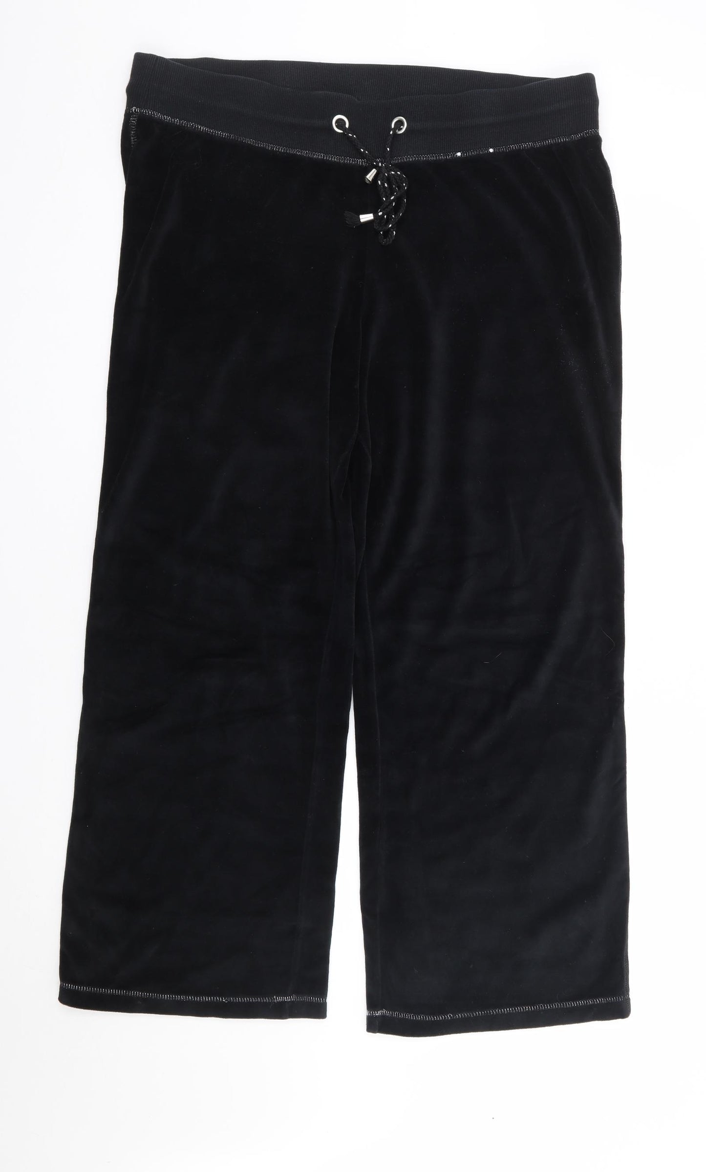 Evans Womens Black Cotton Sweatpants Trousers Size 20 L27 in Regular Drawstring