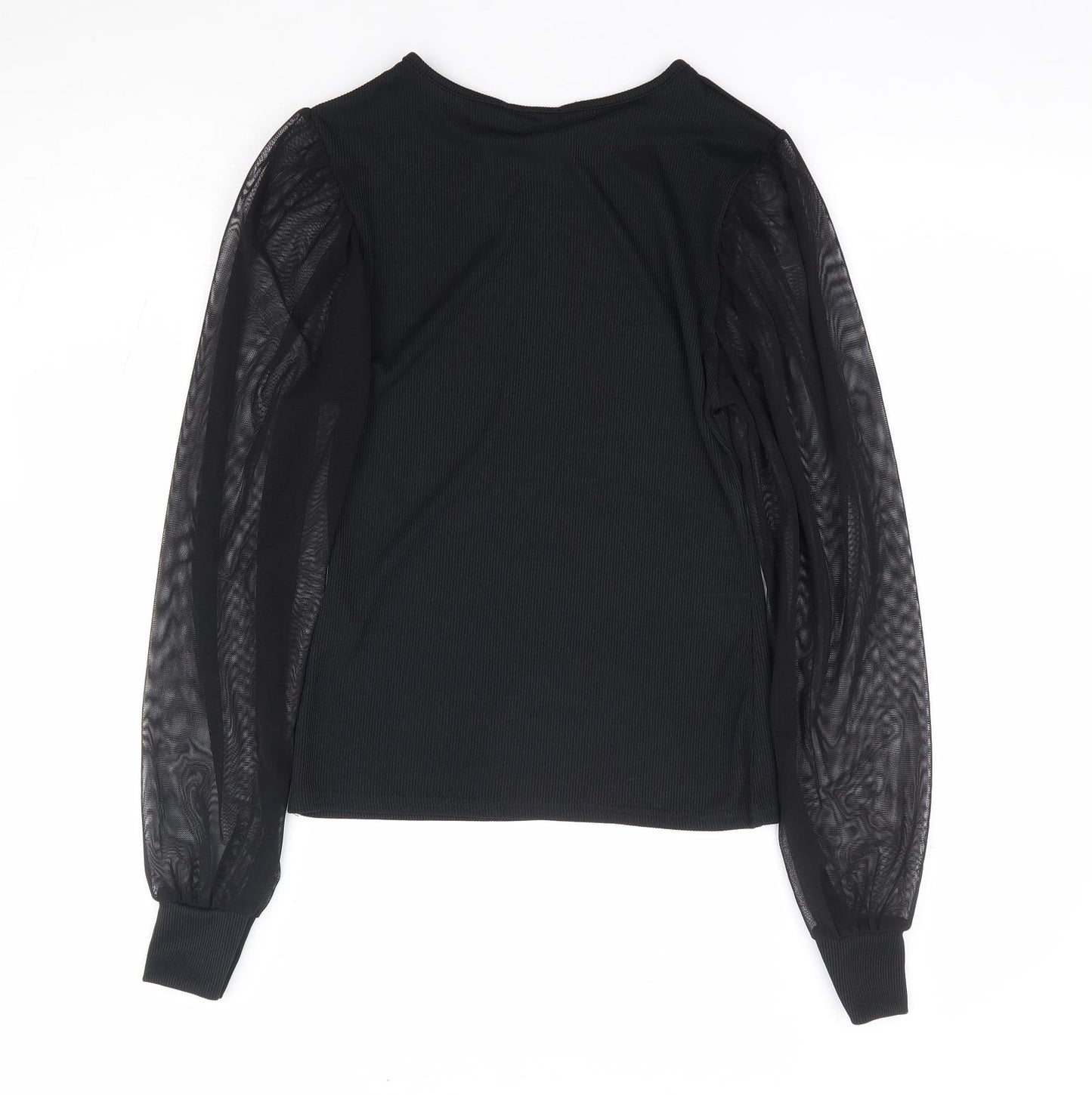 Boohoo Womens Black Polyester Jersey T-Shirt Size 10 Round Neck