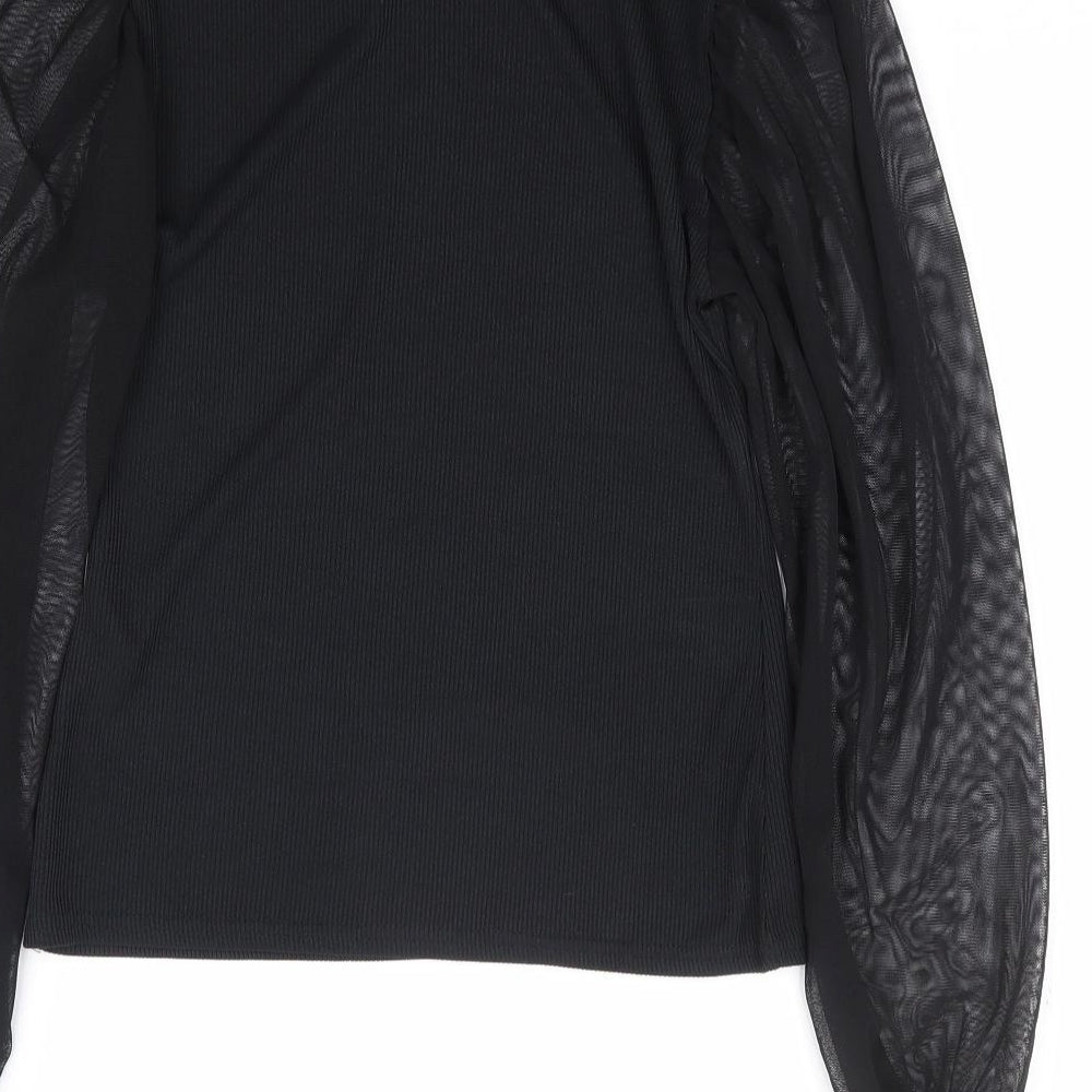 Boohoo Womens Black Polyester Jersey T-Shirt Size 10 Round Neck