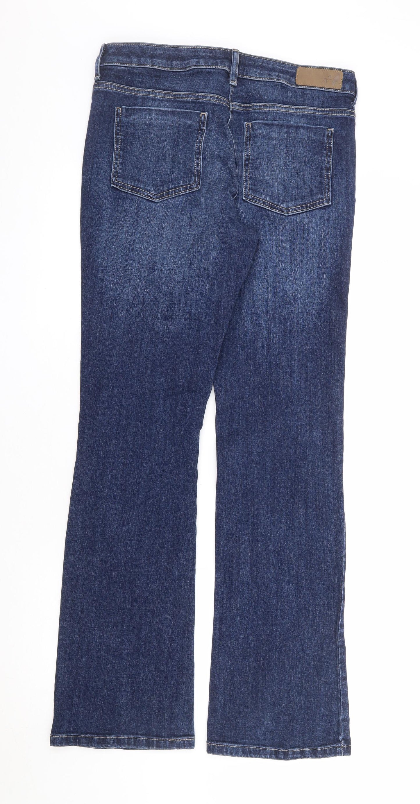 Marks and Spencer Womens Blue Cotton Flared Jeans Size 12 L31 in Slim Zip