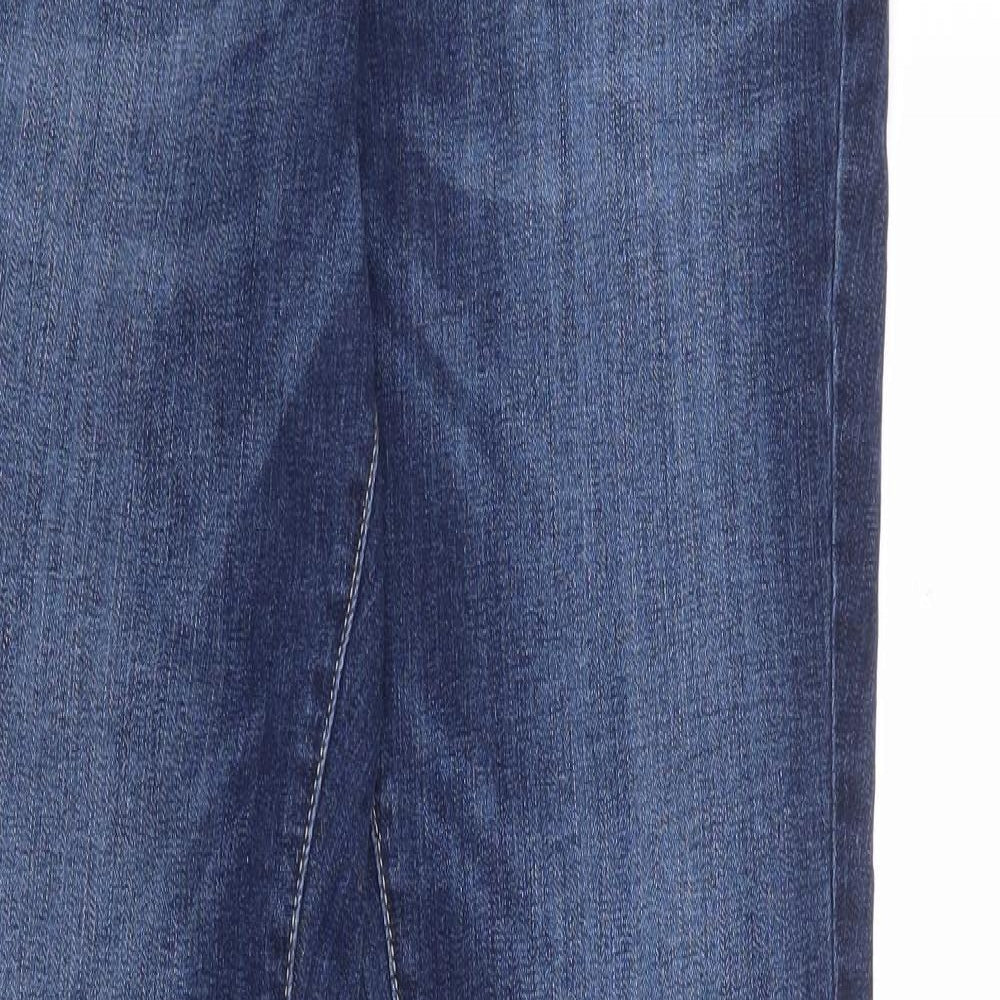 Marks and Spencer Womens Blue Cotton Flared Jeans Size 12 L31 in Slim Zip