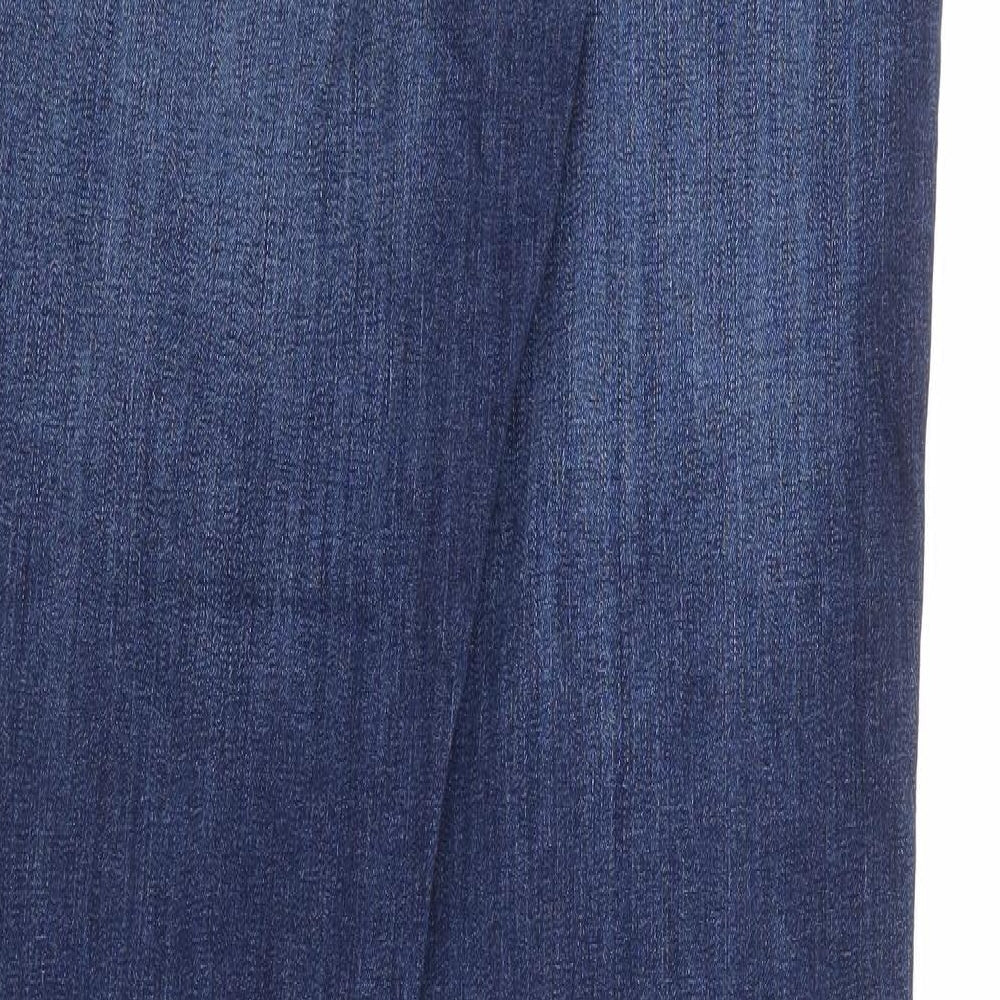 Marks and Spencer Womens Blue Cotton Flared Jeans Size 12 L31 in Slim Zip