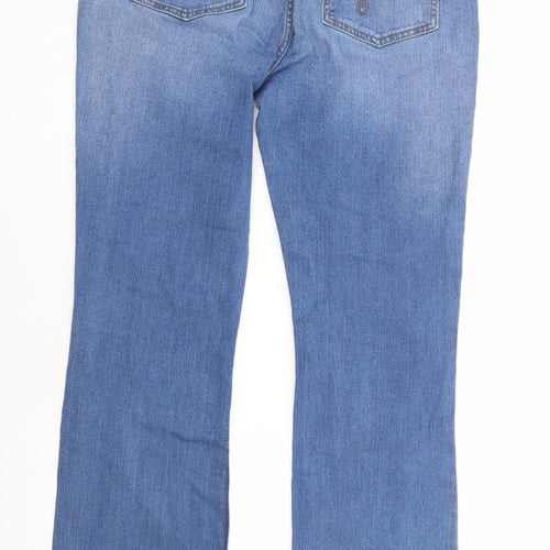 F&F Womens Blue Cotton Flared Jeans Size 12 L30 in Regular Zip