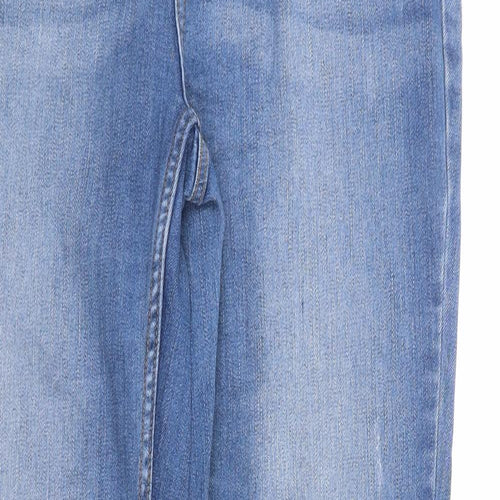 F&F Womens Blue Cotton Flared Jeans Size 12 L30 in Regular Zip
