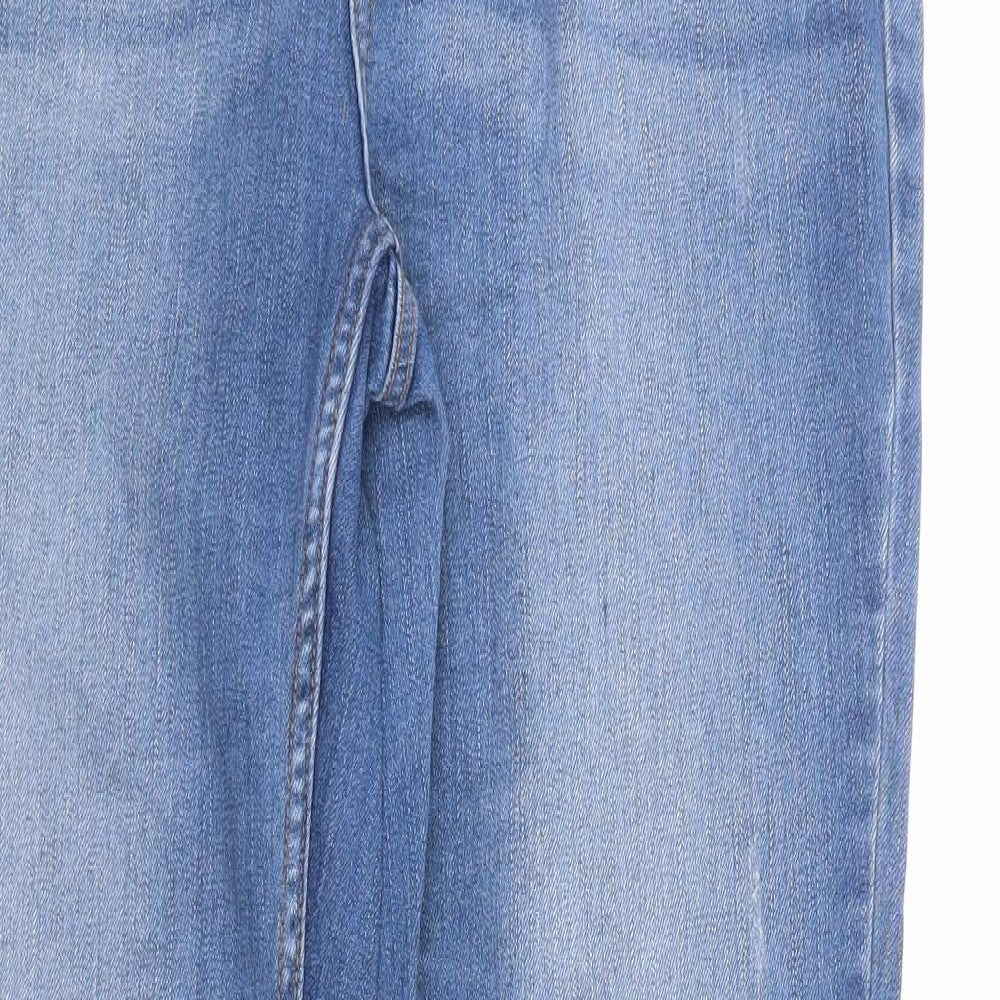 F&F Womens Blue Cotton Flared Jeans Size 12 L30 in Regular Zip