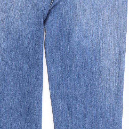 F&F Womens Blue Cotton Flared Jeans Size 12 L30 in Regular Zip