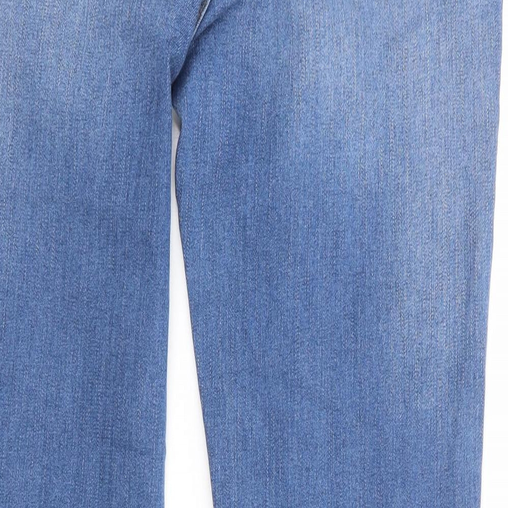 F&F Womens Blue Cotton Flared Jeans Size 12 L30 in Regular Zip