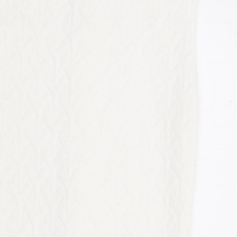 Topshop Womens Ivory Polyester A-Line Size 12 Round Neck Zip