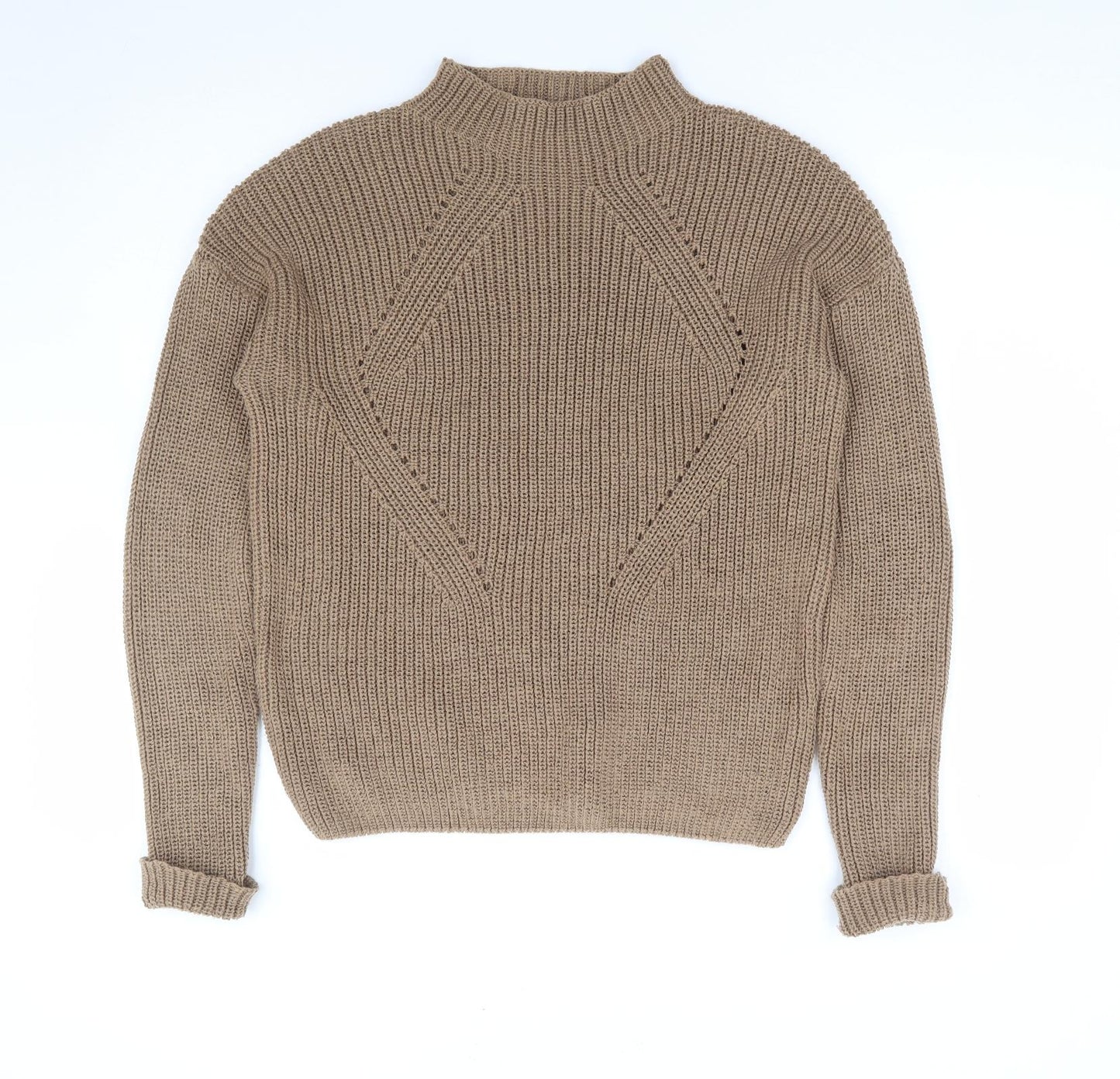 Primark Womens Brown High Neck Polyester Pullover Jumper Size 10