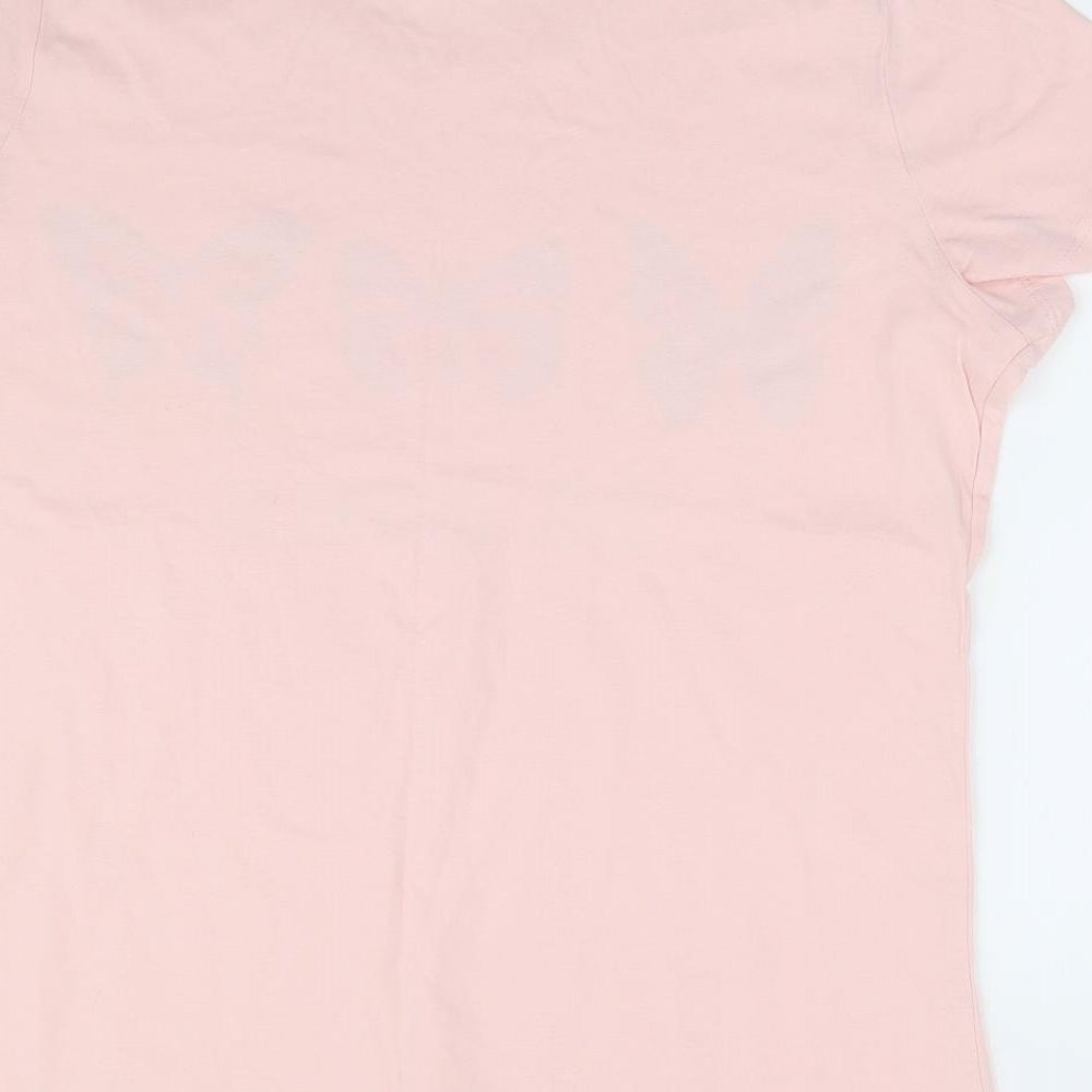 Pep & Co Womens Pink 100% Cotton Jersey T-Shirt Size L Crew Neck - Butterfly/Be Kind