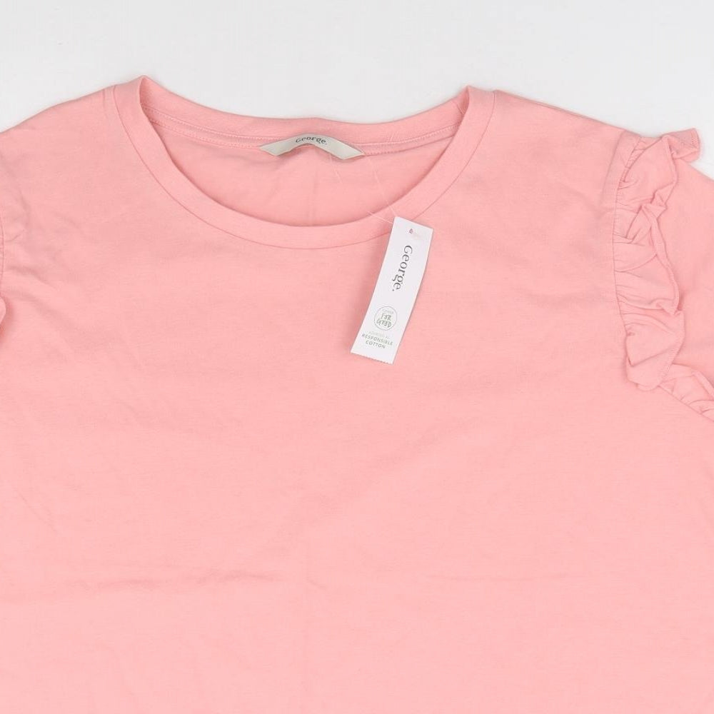 George Womens Pink Cotton Basic T-Shirt Size 18 Round Neck