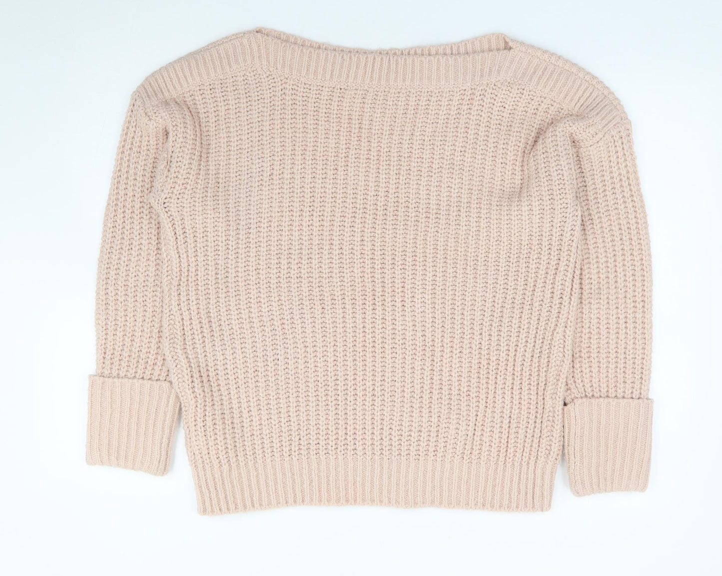 George Womens Pink Boat Neck Acrylic Pullover Jumper Size M