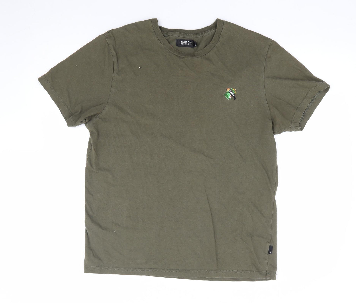 Burton Mens Green Cotton T-Shirt Size M Crew Neck - Bird