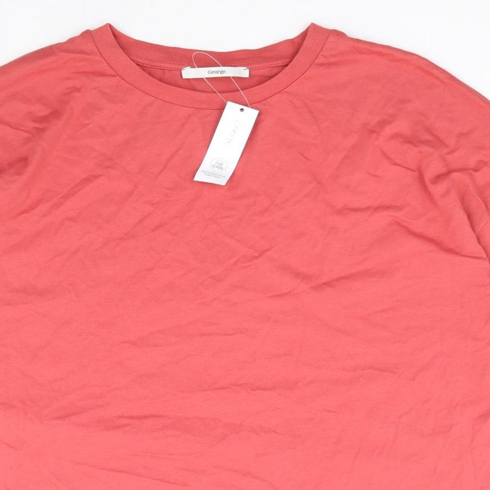 George Womens Red 100% Cotton Basic T-Shirt Size 14 Crew Neck