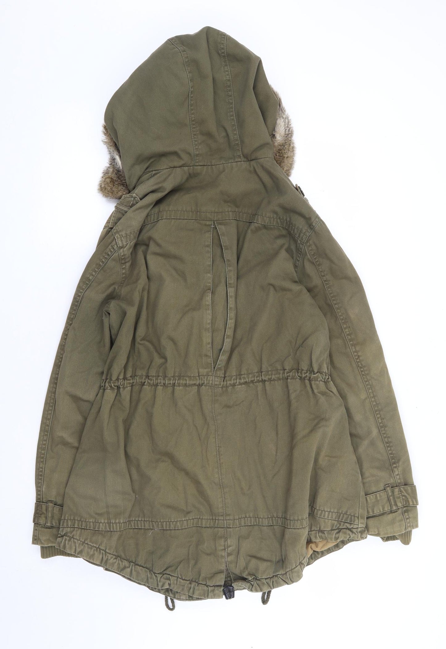 Preworn Womens Green Parka Coat Size 10 Zip