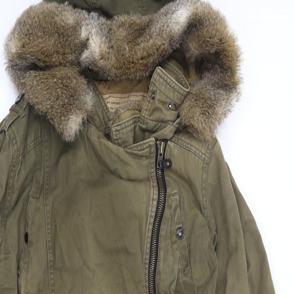 Preworn Womens Green Parka Coat Size 10 Zip