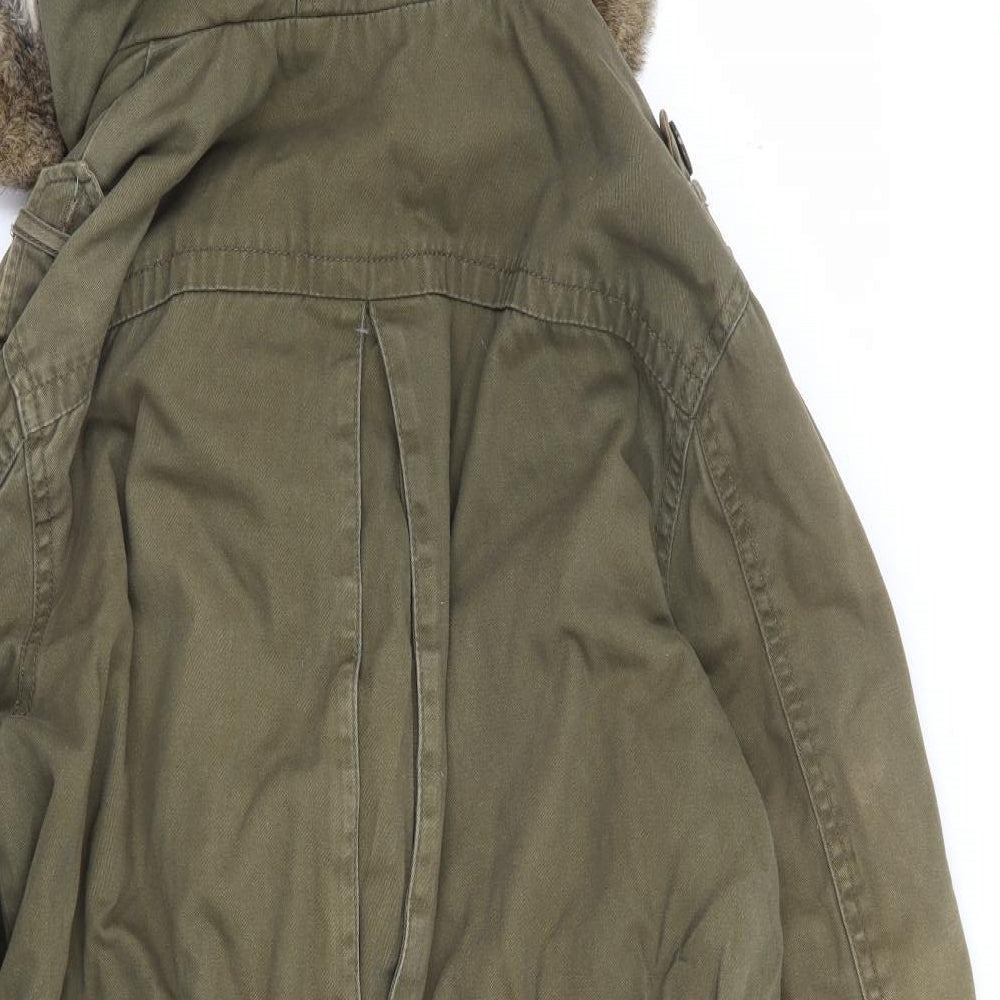 Preworn Womens Green Parka Coat Size 10 Zip