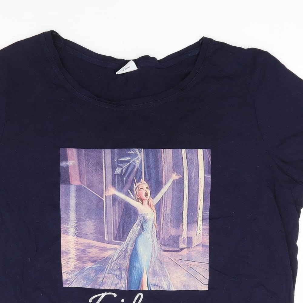 F&F Womens Blue 100% Cotton Jersey T-Shirt Size 20 Round Neck - Frozen