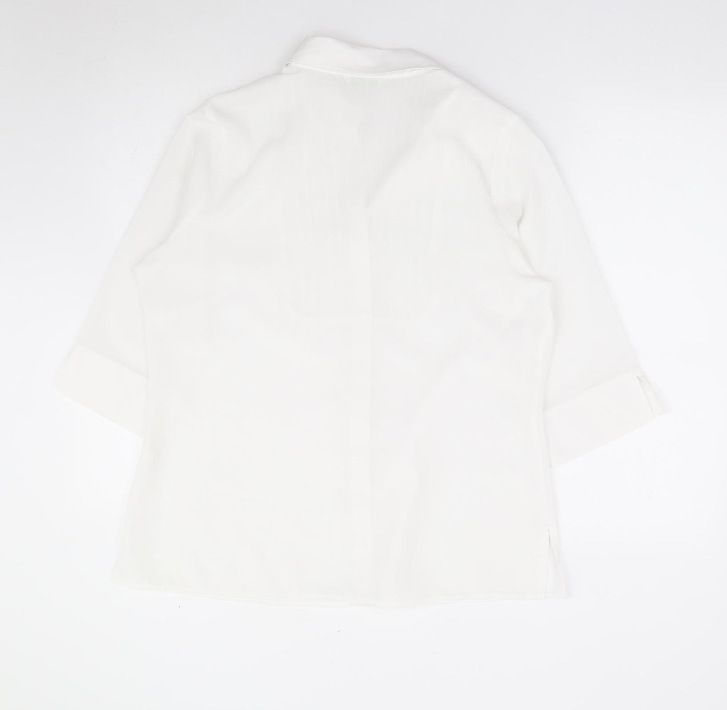 Marks and Spencer Womens Ivory Polyester Jersey Button-Up Size M Collared