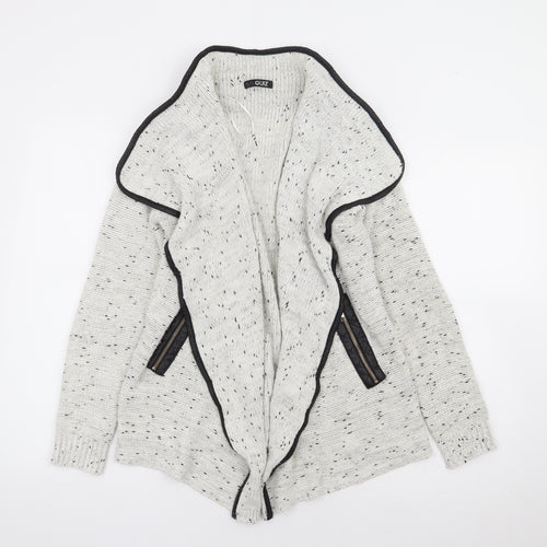 Quiz Womens Ivory V-Neck Polyester Cardigan Jumper Size S