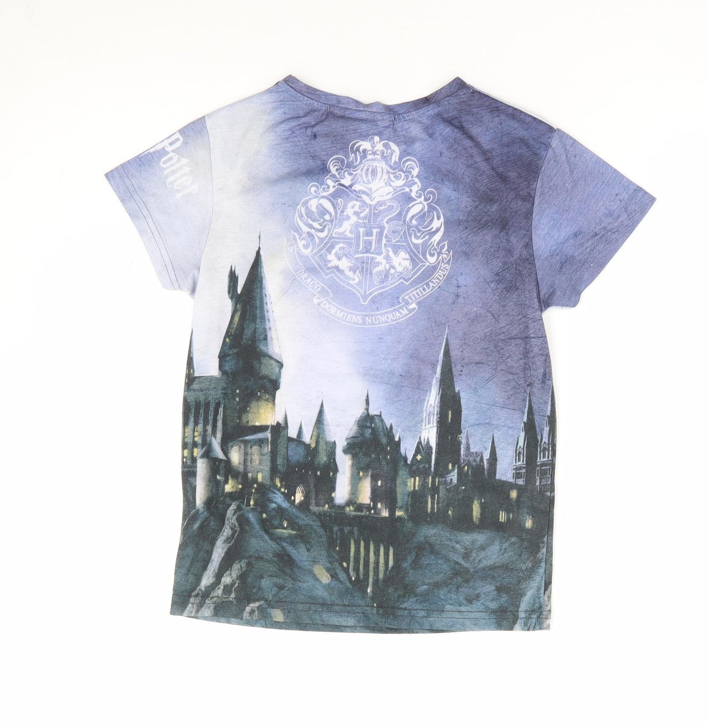 Primark Boys Multicoloured Geometric Polyester Jersey T-Shirt Size 7-8 Years Crew Neck Pullover - Harry Potter