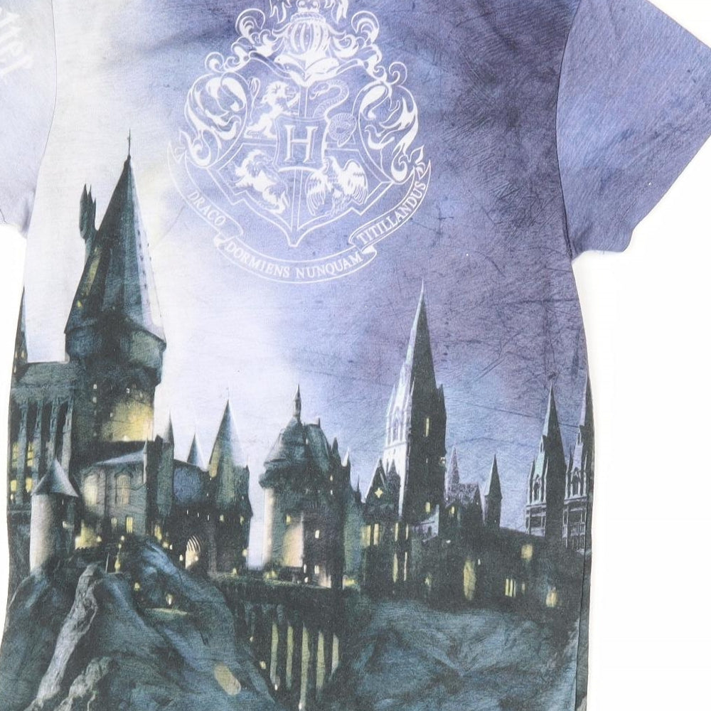 Primark Boys Multicoloured Geometric Polyester Jersey T-Shirt Size 7-8 Years Crew Neck Pullover - Harry Potter