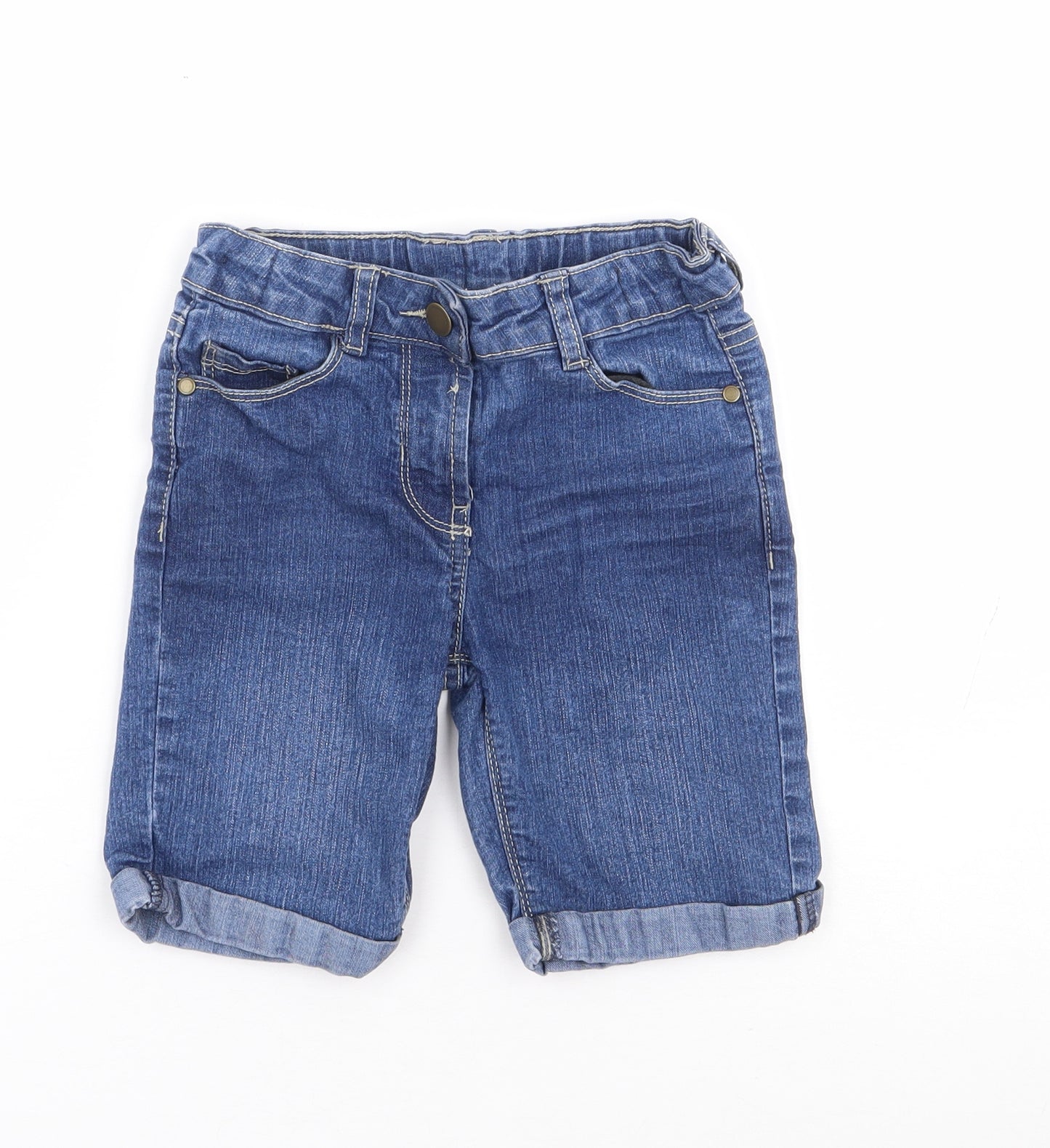 Matalan Boys Blue Cotton Cargo Shorts Size 6-7 Years Regular Zip
