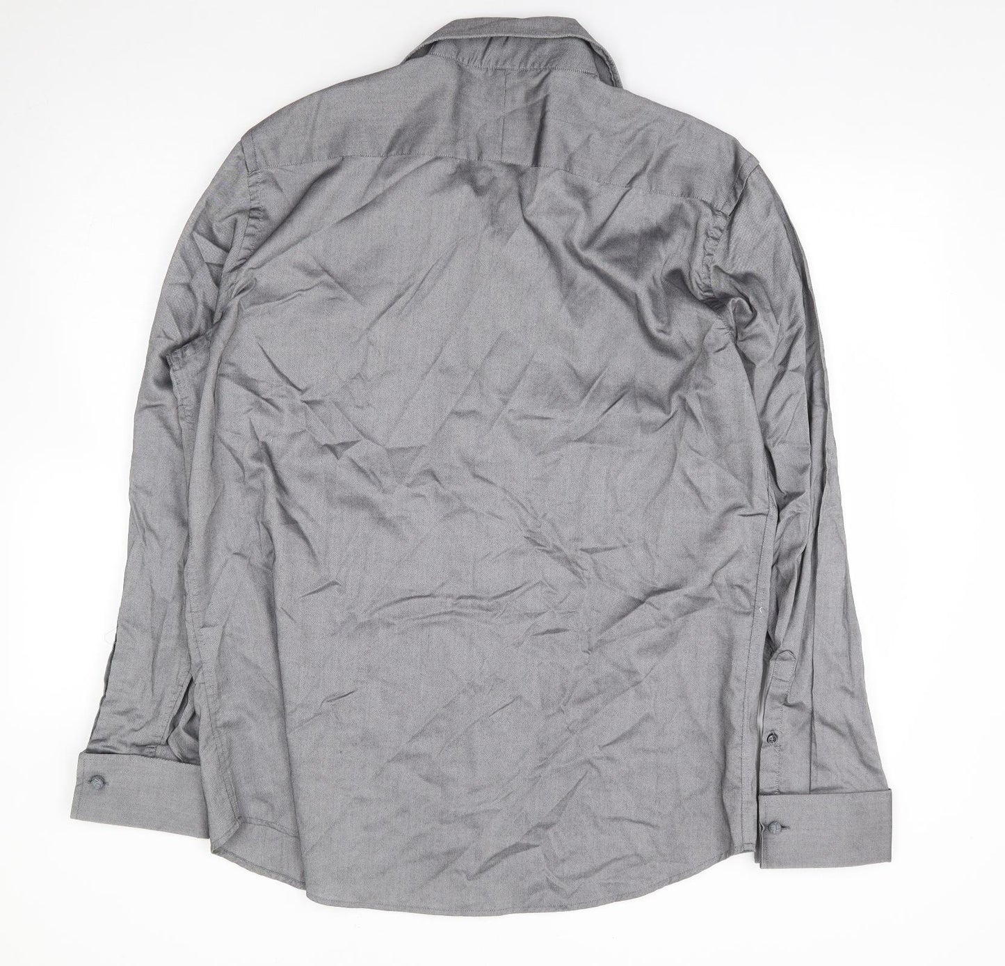 NEXT Mens Silver 100% Cotton Dress Shirt Size 17 Collared Button