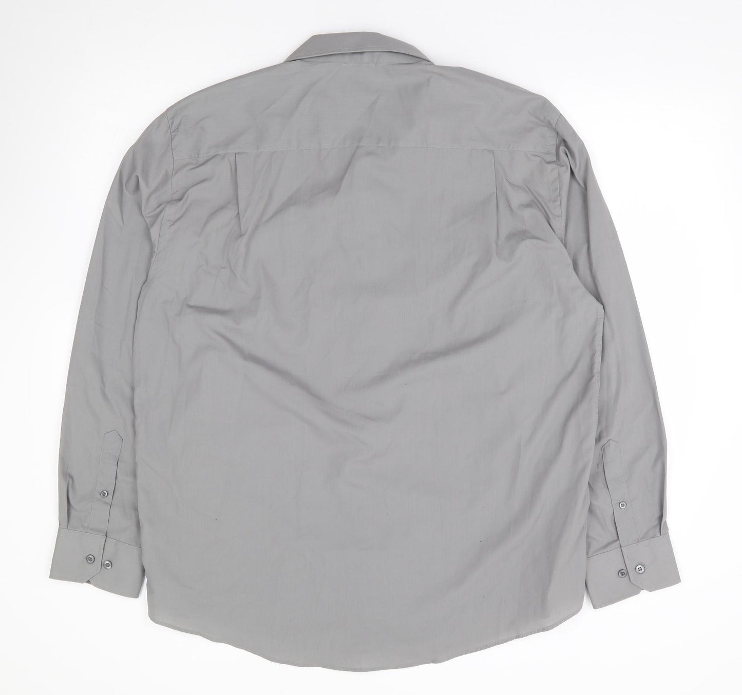 F&F Mens Grey Polyester Dress Shirt Size 16.5 Collared Button