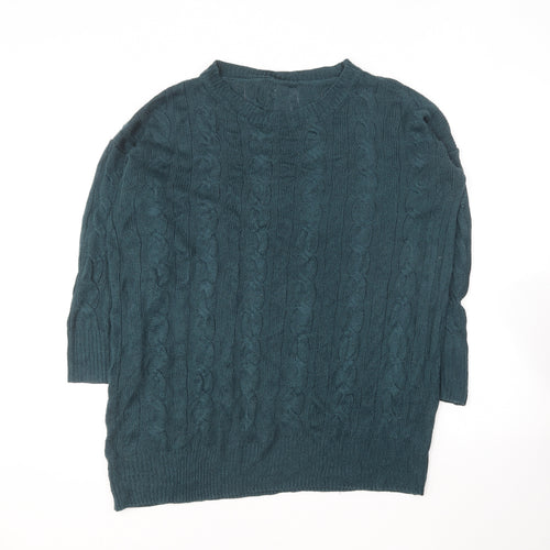 SheIn Womens Green Round Neck Acrylic Pullover Jumper Size M