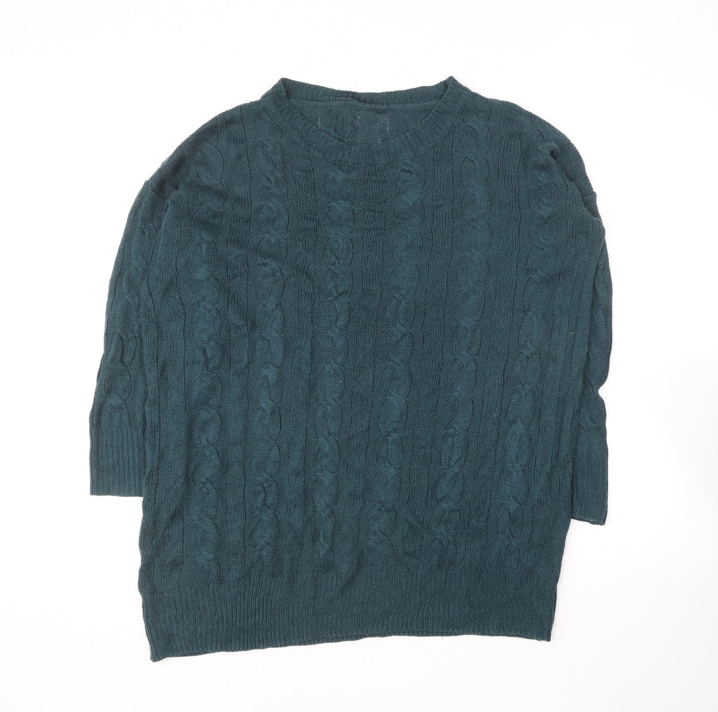 SheIn Womens Green Round Neck Acrylic Pullover Jumper Size M