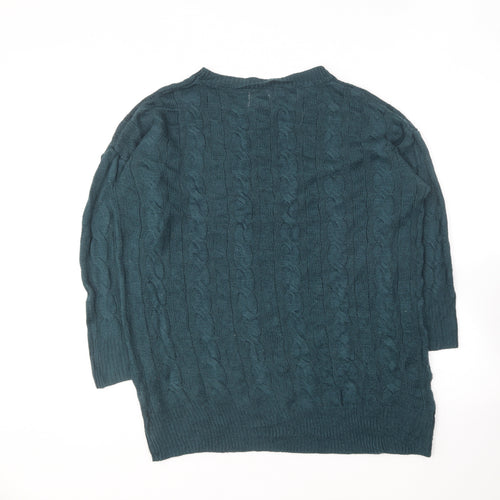 SheIn Womens Green Round Neck Acrylic Pullover Jumper Size M