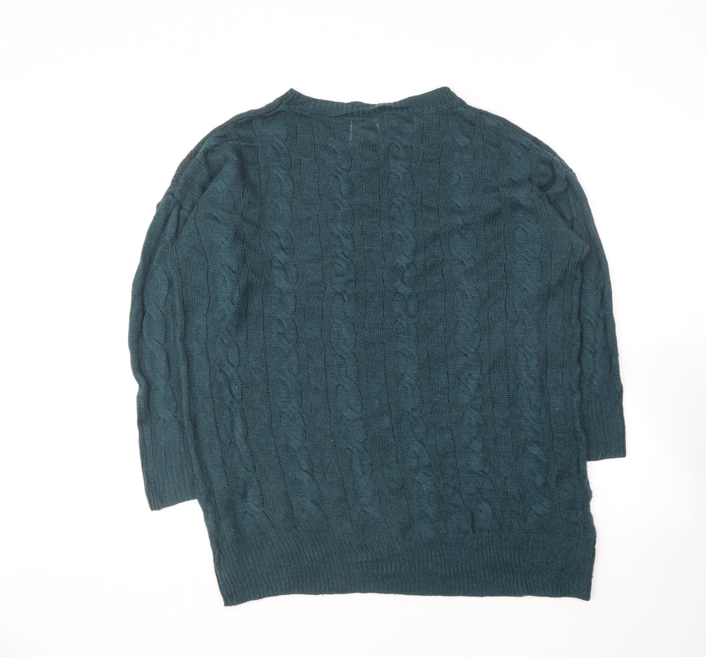 SheIn Womens Green Round Neck Acrylic Pullover Jumper Size M