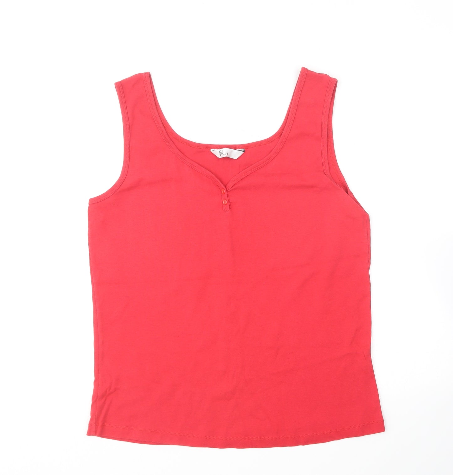 BHS Womens Red Cotton Basic Tank Size 22 V-Neck