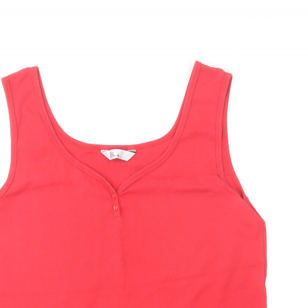 BHS Womens Red Cotton Basic Tank Size 22 V-Neck