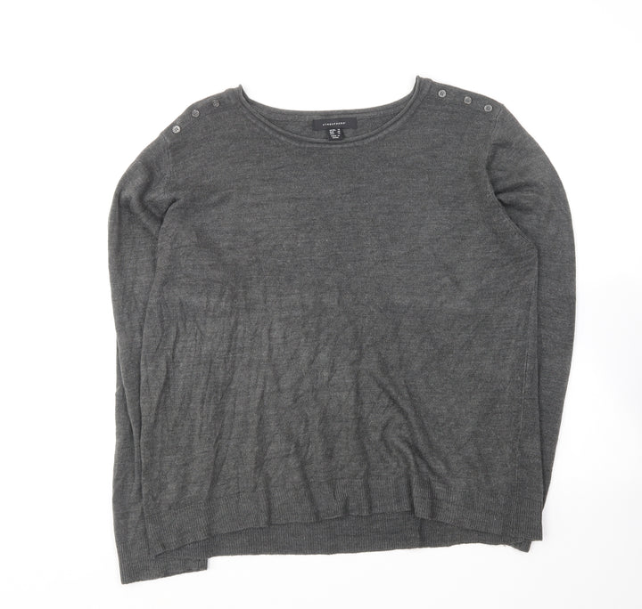 Atmosphere Womens Grey Round Neck Acrylic Pullover Jumper Size 18