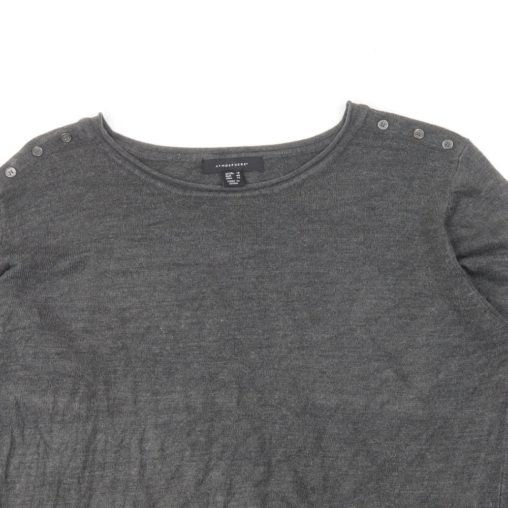 Atmosphere Womens Grey Round Neck Acrylic Pullover Jumper Size 18