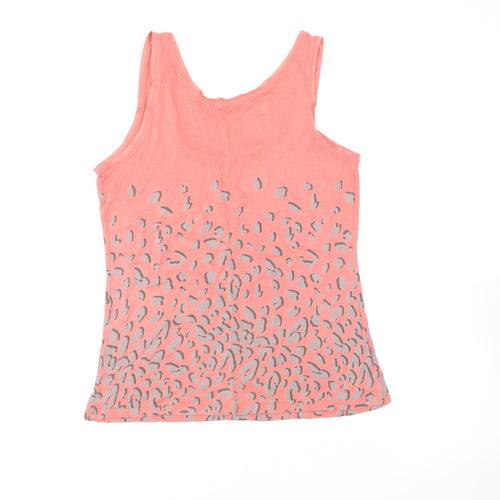 Oasis Womens Pink Animal Print Viscose Basic Tank Size M Scoop Neck